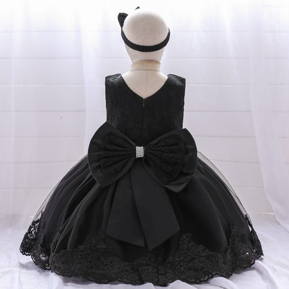 Black big bow ball dress