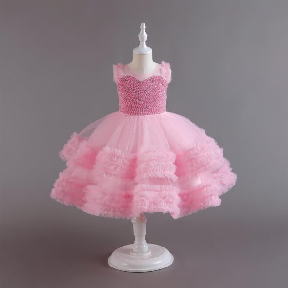 Pink Bead Net Step Dress