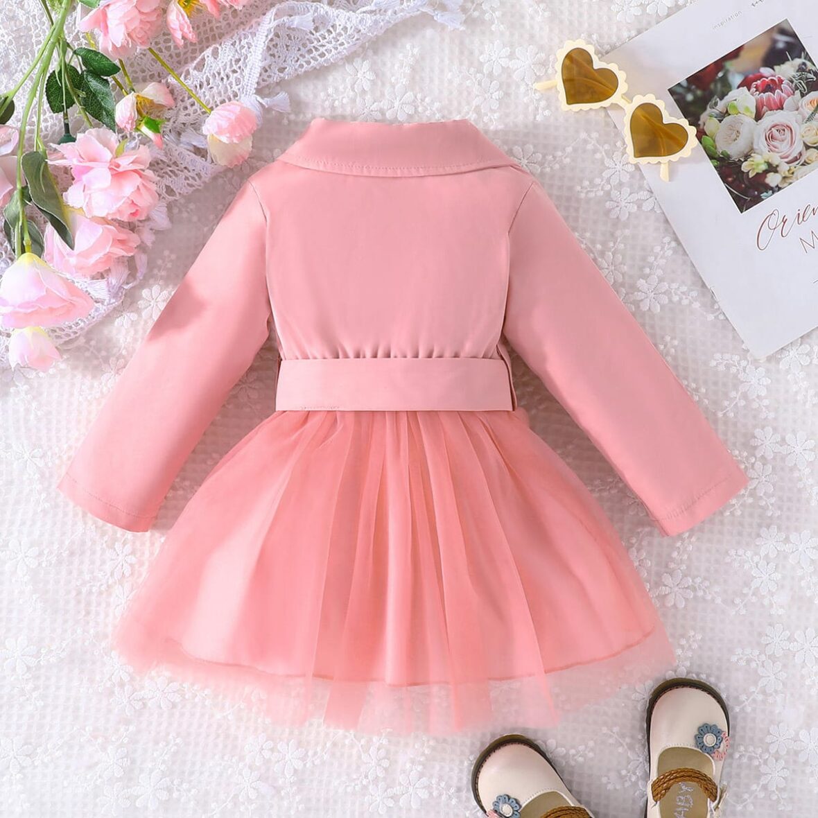 pink zigzag collar net dress1