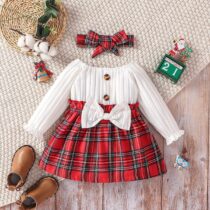 Baby Girl And Toddler Girl White And Red Bow Dress