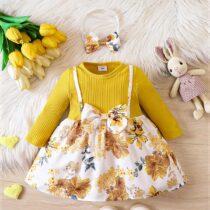 Bow Yellow Petal Flora Dress For Toddler And Baby Girl