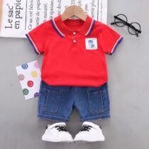 Casual Fashion Toddler Boy Red Top With Short Pant