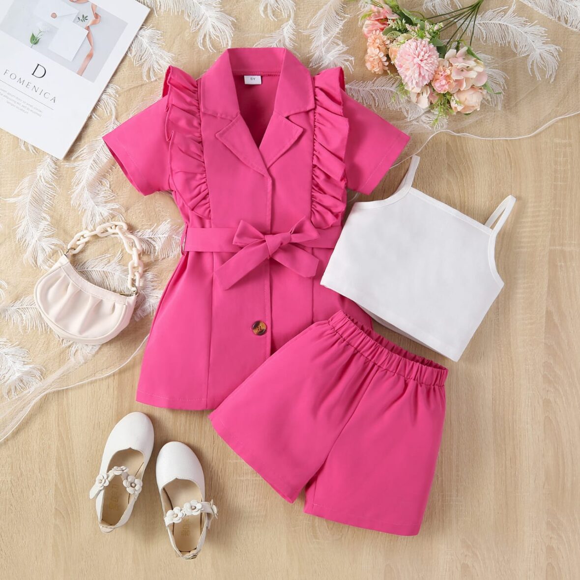 Cooperate Pink Jacket And Pink Short With White Tube Top For Toddlers ...