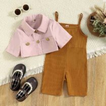 Peach Top With Brown Play Suit For Toddler Girl1