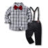 Toddlers Baby Boy White And Black Shirt With Black Trouser With Suspender Set Bow Tie