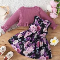 Baba Girl Purple Jacket Flora Dress