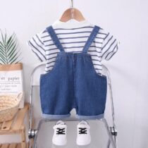 Baby And Toddler Stripe Polo With Denim Dung, Collar Neck Polo, Casual Wears