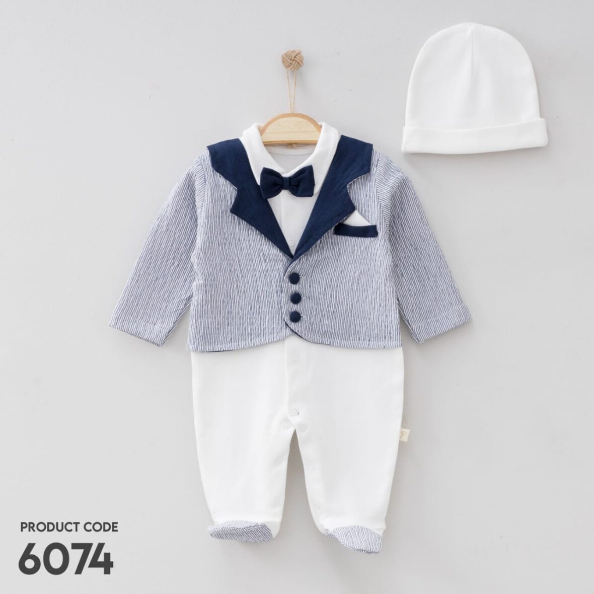 Baby Boy Footed Gentleman Romper Navy Grey Pugi Set For New Born