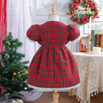 Baby Toddler Tiny Cape Plaid party causal simple multicolor dress Gown