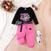 Black Top Califonia With Pink Trouser