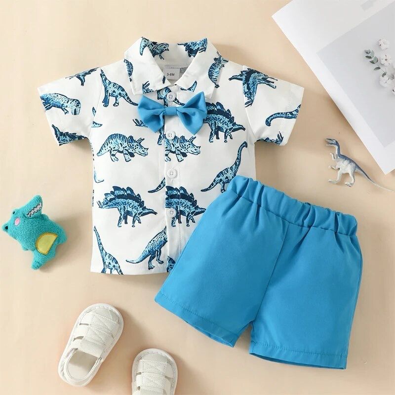 Baby Boy Dino shirt With Blue Short Pant