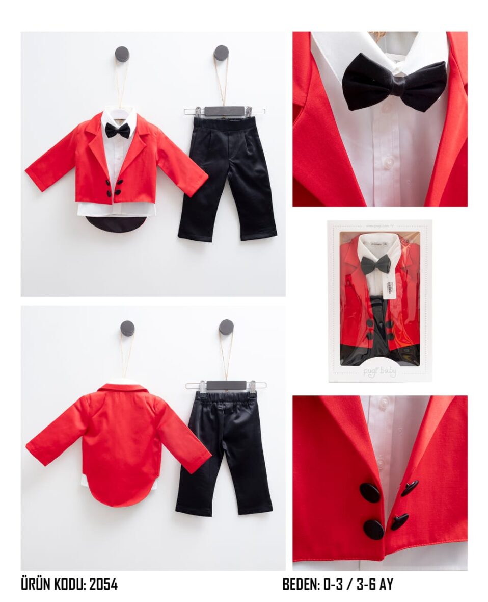 Pugi Baby Naming Wear, New  Born Baby Boy Wear, Red Suit Jacket With White  Shirt And Black Trouser