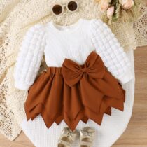 Puffed Sleeve And Step Skirt For Baby girl