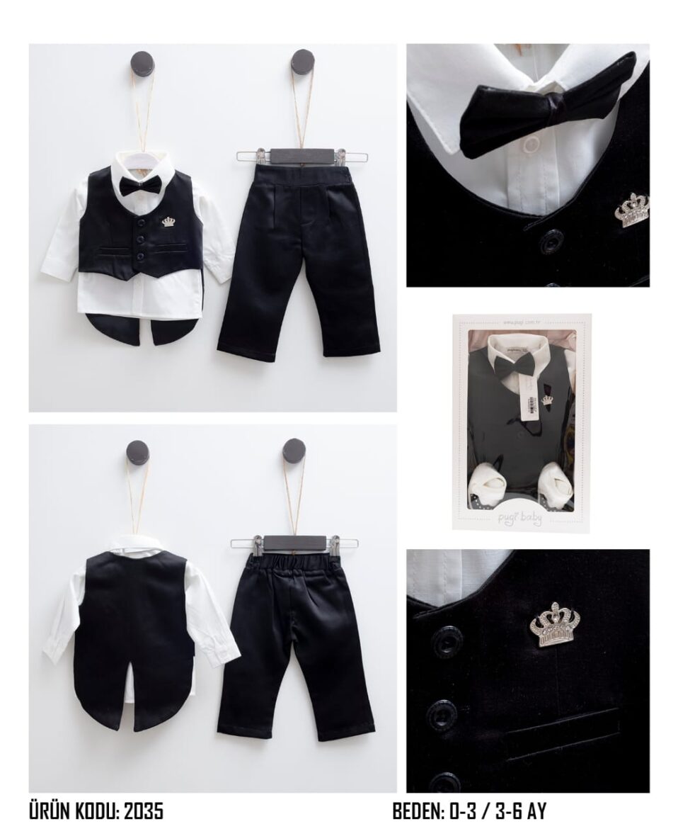 Pugi Baby Naming Wear, New Born Baby Boy Wear, Black Suit Jacket With White Shirt, Bow Tie And Black Trouser And Shoe