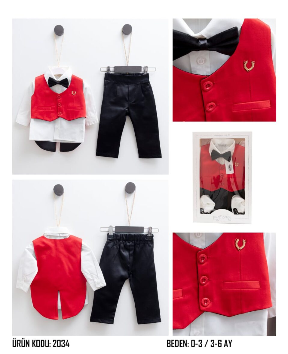 Pugi Baby Naming Wear, New  Born Baby Boy Wear, Red Suit Jacket With White  Shirt, Bow Tie  And Black Trouser And Shoe