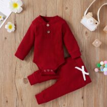 Toddler And Baby Red Cute Knitted Pin Down 2pcs