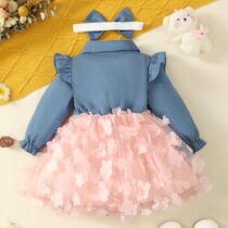 Toddler Baby Denim Petal Frora Dress