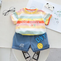 Toddler Boy Baby Boy Wonder Smiley Day Polo With Denim Short1