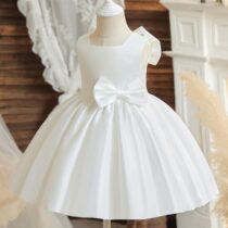 Toddler Girl Baby Girl Ball Gown , Bow Dress, Princess Dress, White Dress