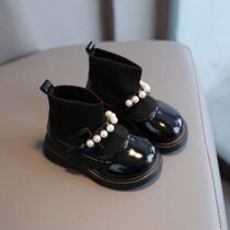 Toddler Girl Beaded Black Pearl Boot, Girl Shoe, Ankle Girl Shoe