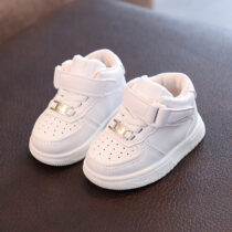 Toddlers All White Strap And Lace Sneakers