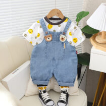 Toddlers And Baby Unisex Teddy With Denim Dung