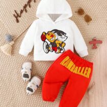Baby Boy White on Red Hoodie Raw Baller