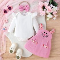 Baby Giorl White Pin Down Top With Pink Dung