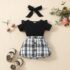New Born, Baby Girl Black Top With Plaid Skirt