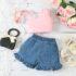 Toddler Girl Baby Girl Bow Pink Top With Denim Short