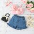 Toddler Girl Baby Girl Bow Pink Top With Denim Short