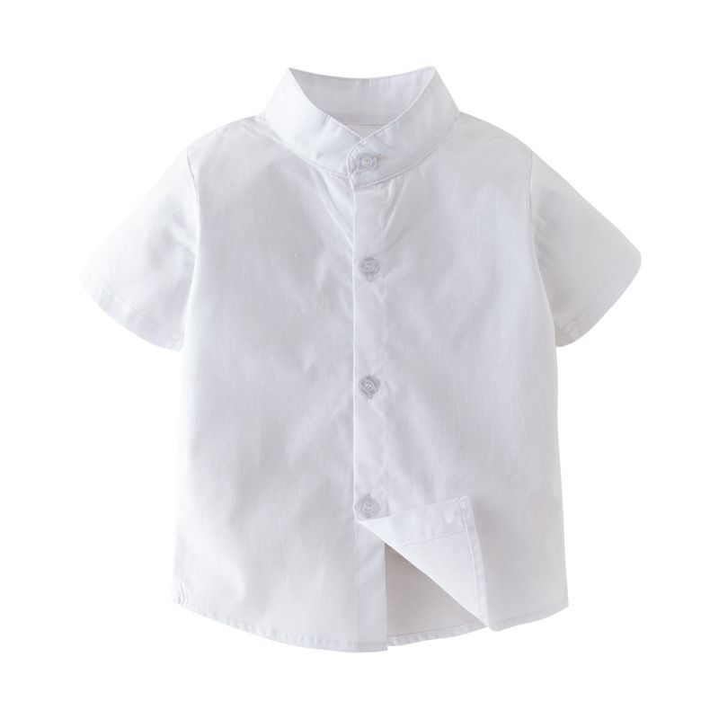 Toddler Unisex White Shirt Bishop Neck - Gerald Babies and Kids