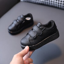 Toddlers Unisex Black Double Strap Ankle Sport Sneakers