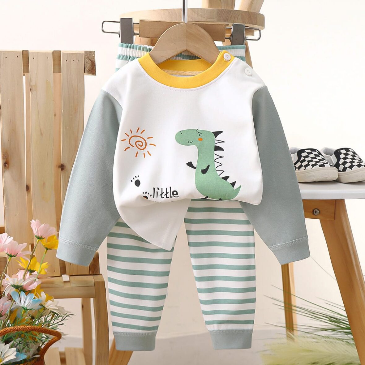 Baby And Toddler Little Dino Pyjamas, Night Wears, Sleep Wears