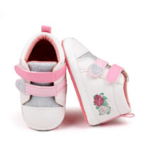 Baby Girl Soft Sole Silver Ankle Sneakers (2)