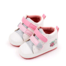 Baby Girl Soft Sole Silver Ankle Sneakers