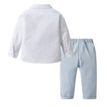 Toddler Boy Non-detachable Waist Coat Shirt And Sky Blue Trouser (3)