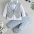 Toddler Boy Non-detachable Waist Coat Shirt And Sky Blue Trouser