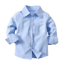 Toddler Boys Sky Blue Shirt, Bow Tie Suspender Set With Denim Trouser (2)