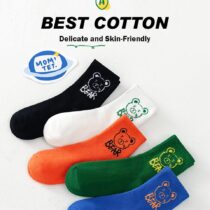Unisex 5 In 1 Multicolor Socks (Black, White, Green, Orange And Blue)