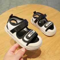 Baby And Toddlers Unisex Brown Cream Double Strap Sandal