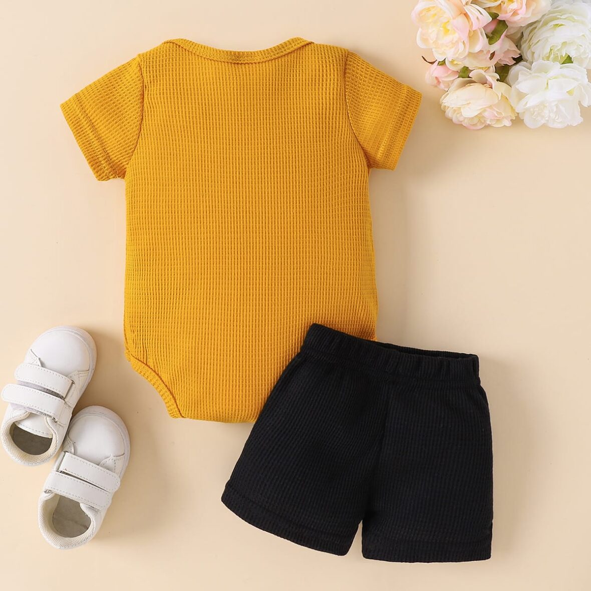 Baby Boy Knitted Yellow. Yes I Know I LooK Like My Daddy Top With Black Short, 2pcs (1)