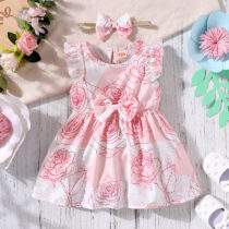 Baby Girl Toddler Petal Bow Simple Dress