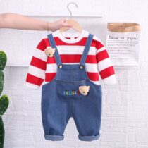Toddler Boy Red Stripe Polo With Denim Dung Available On Awoof Special Sales