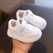 Toddlers All White Strap And Lace NKTE Sneakers1