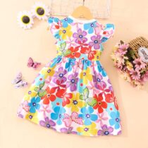 Toddlers Girl Butterfly Multicolor Dress (1)