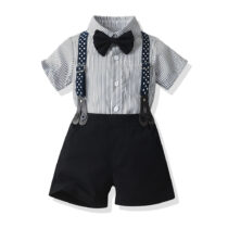Baby Boy And Toddler Boy Stripe Shirt With Suspender And Black Short