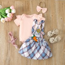 Baby Girl, Toddler Girl, Peach Top, Hair Band With Rabbit Dung