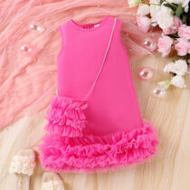 Toddler Girls Pink Armless Dress With Bag