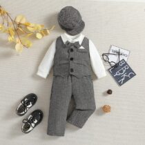 Baby Boy And Toddlers Boy 4pcs Grey Waist Coat Set